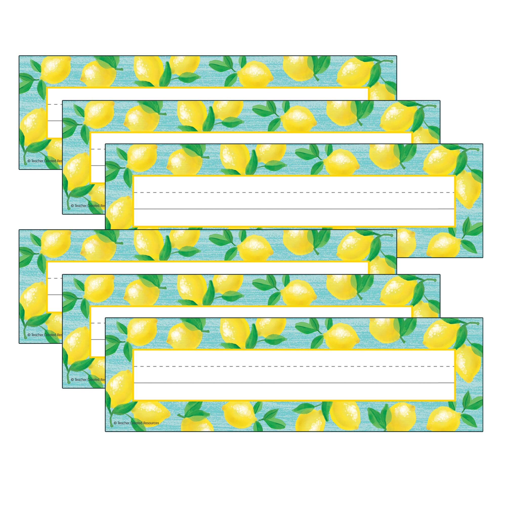 Teacher Created Resources Lemon Zest Flat Name Plates, 6 Packs of 36